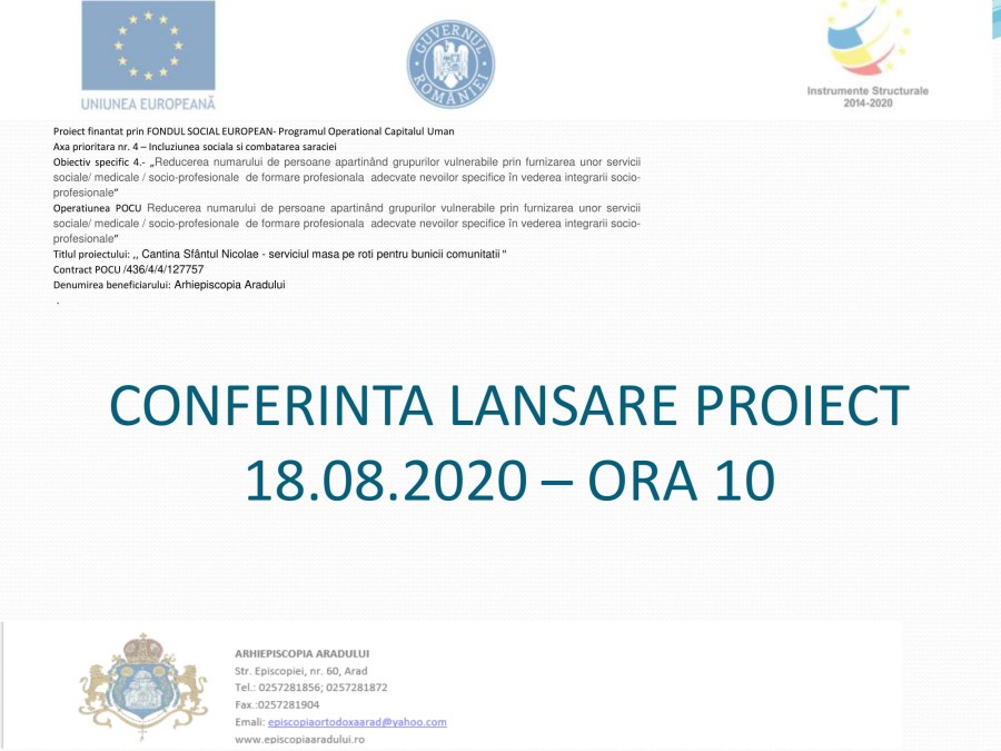 Conferinta lansare proiect 18.08.2020, ora 10